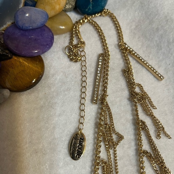 Nicole Miller Long Fringe Rhinestone Bar Necklace - Picture 3 of 8
